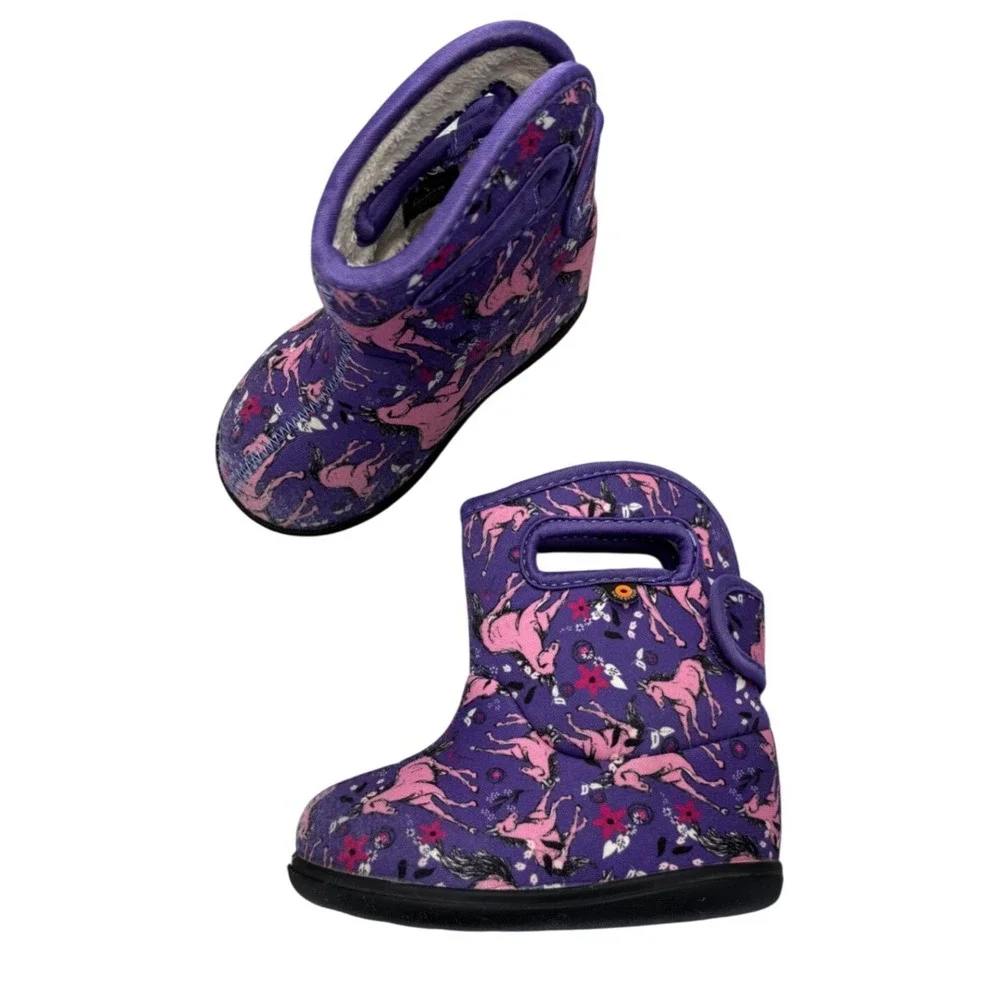 Bogs Baby Unicorn Purple Waterproof Insulated Winter Snow Boots Toddler Size 6
